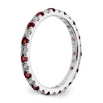 14k White Gold 1/2 carat Lab Grown Diamond VS/SI+ G+ and Lab Created Ruby Size 8.5 Eternity Band - Image 5