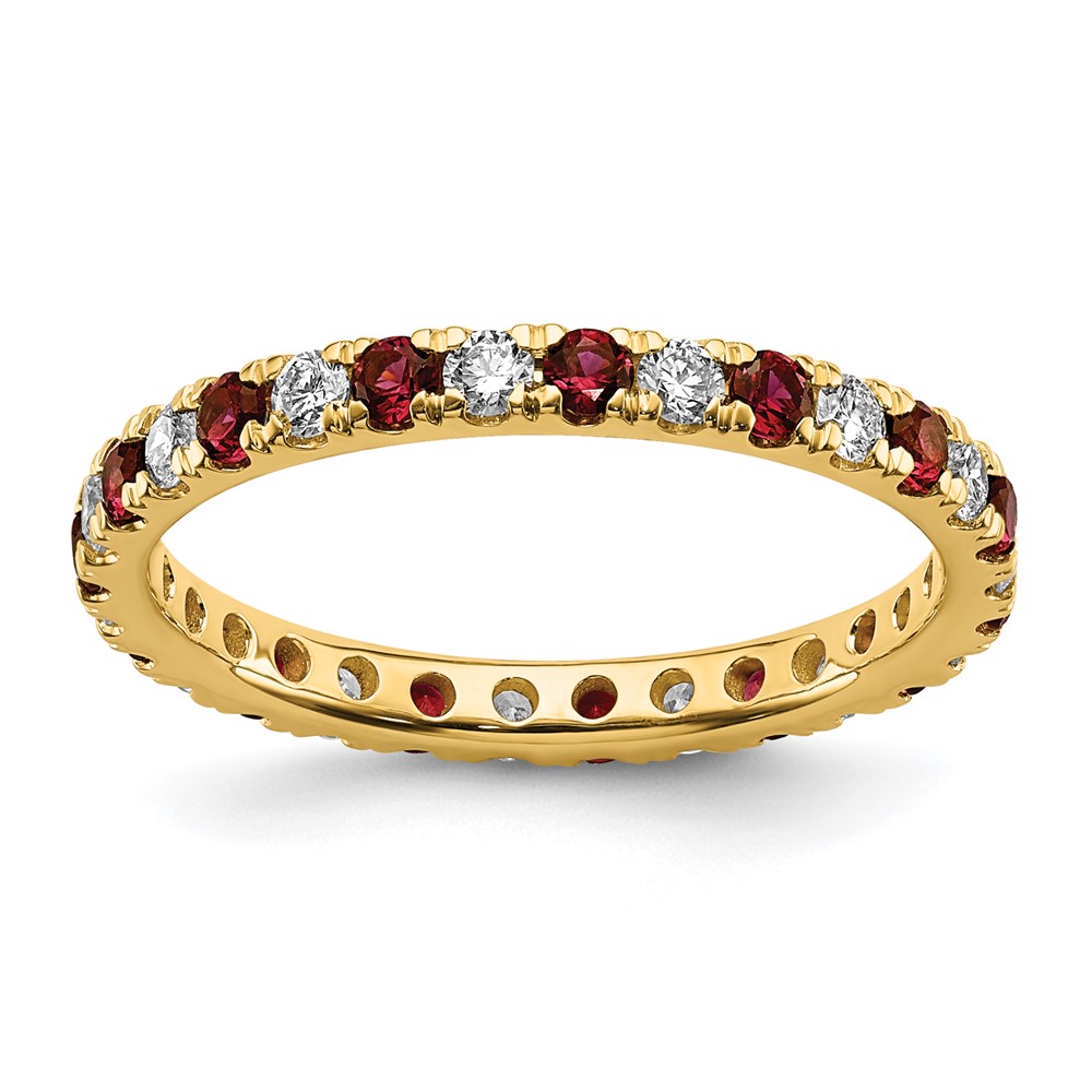 ET0049-CRU-050-7YAA-10.jpg 14k 1/2 carat Lab Grown Diamond VS/SI+ G+ and Lab Created Ruby Size 9 Eternity Band - Image 1
