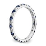 14k White Gold 1/2 carat Lab Grown Diamond VS/SI+ G+ and Lab Created Blue Sapphire Size 7 Eternity Band - Image 4