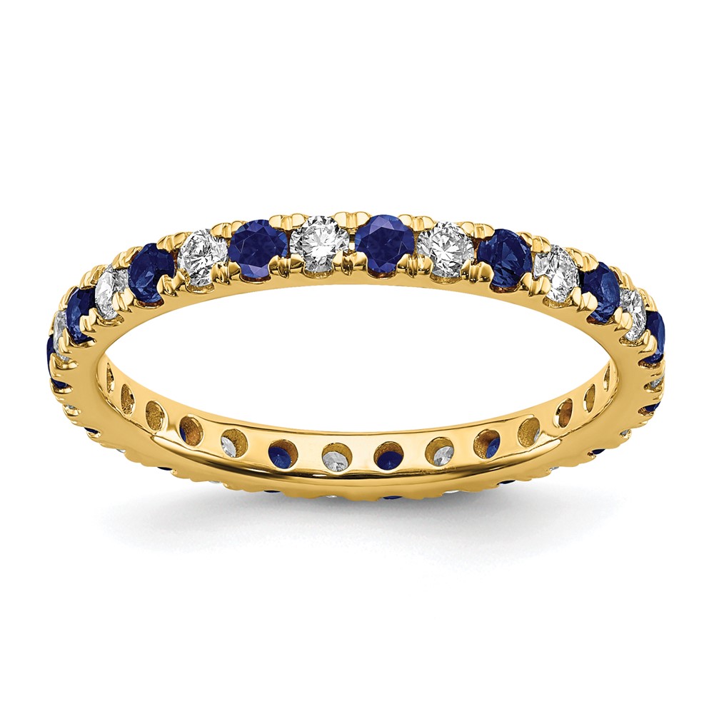 ET0049-CSA-050-7YAA-1.jpg 14k 3/8 carat Lab Grown Diamond VS/SI+ G+ and Lab Created Blue Sapphire Size 4 Eternity Band - Image 1