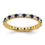 14k 3/8 carat Lab Grown Diamond VS/SI+ G+ and Lab Created Blue Sapphire Size 4.5 Eternity Band