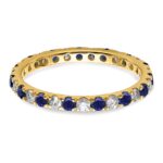 14k 1/2 carat Lab Grown Diamond VS/SI+ G+ and Lab Created Blue Sapphire Size 7.5 Eternity Band - Image 3
