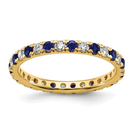 14k 1/2 carat Lab Grown Diamond VS/SI+ G+ and Lab Created Blue Sapphire Size 7.5 Eternity Band