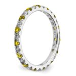 14k White Gold 3/8 carat Lab Grown Diamond VS/SI+ G+ and Lab Created Yellow Sapphire Size 4.5 Eternity Band - Image 4