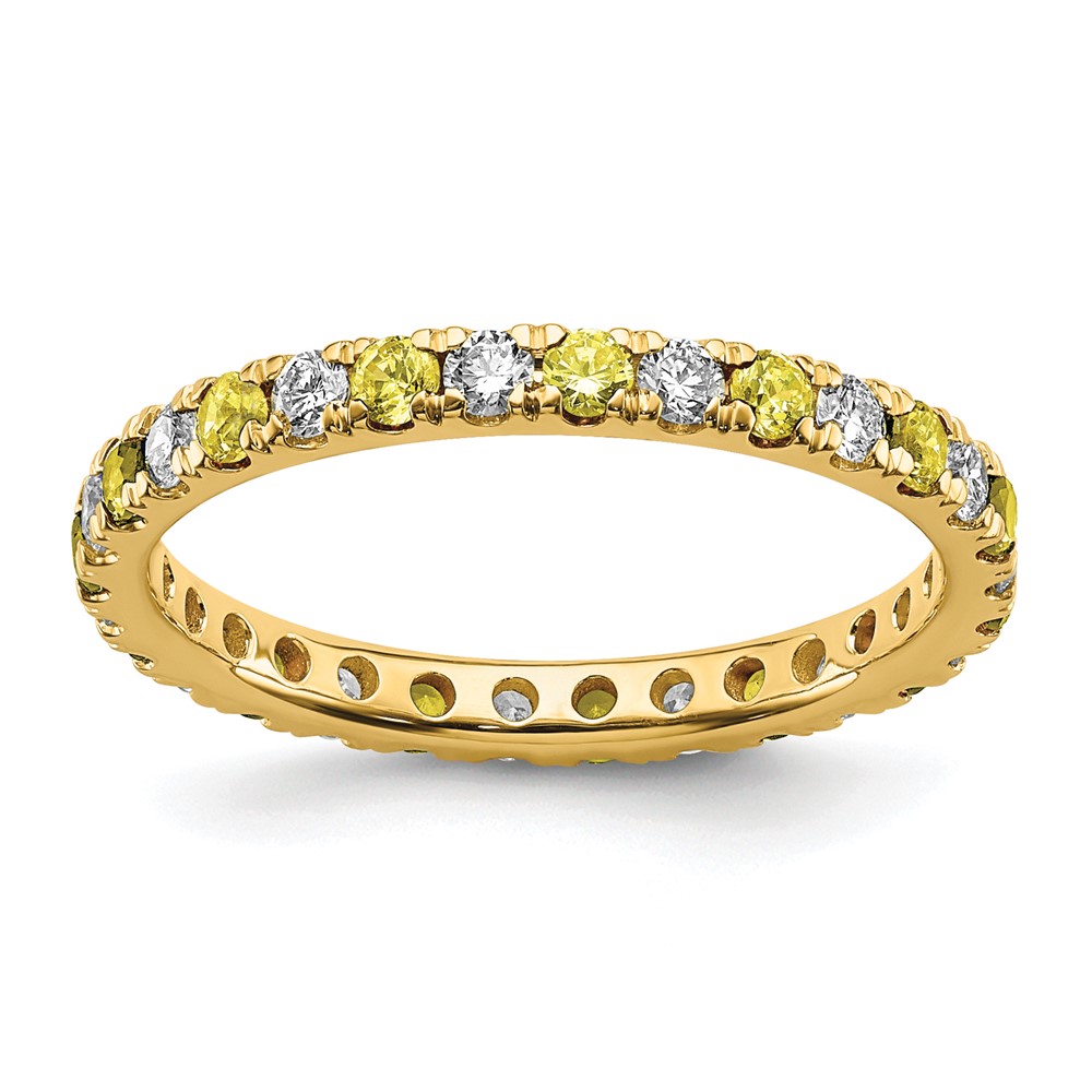 ET0049-CYS-050-7YAA-1.jpg 14k 1/2 carat Lab Grown Diamond VS/SI+ G+ and Lab Created Yellow Sapphire Size 5.5 Eternity Band - Image 1