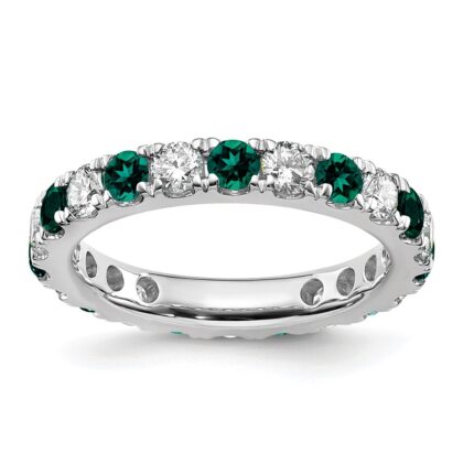 14k White Gold 1 carat Lab Grown Diamond VS/SI+ G+ and Lab Created Alexandrite Size 4 Eternity Band