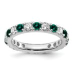 14k White Gold 1 1/5 carat Lab Grown Diamond VS/SI+ G+ and Lab Created Alexandrite Size 8 Eternity Band