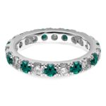 14k White Gold 1 1/5 carat Lab Grown Diamond VS/SI+ G+ and Lab Created Alexandrite Size 7 Eternity Band - Image 4