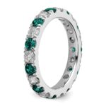 14k White Gold 1 carat Lab Grown Diamond VS/SI+ G+ and Lab Created Alexandrite Size 6.5 Eternity Band - Image 5