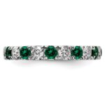 14k White Gold 1 carat Lab Grown Diamond VS/SI+ G+ and Lab Created Emerald Size 4 Eternity Band - Image 3