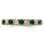 14k 3/4 carat Lab Grown Diamond VS/SI+ G+ and Lab Created Emerald Size 4.5 Eternity Band - Image 3