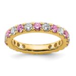 14k 1 carat Lab Grown Diamond VS/SI+ G+ and Lab Created Pink Sapphire Size 5 Eternity Band