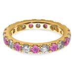 14k 1 1/5 carat Lab Grown Diamond VS/SI+ G+ and Lab Created Pink Sapphire Size 8 Eternity Band - Image 4