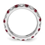 14k White Gold 1 carat Lab Grown Diamond VS/SI+ G+ and Lab Created Ruby Size 6.5 Eternity Band - Image 2