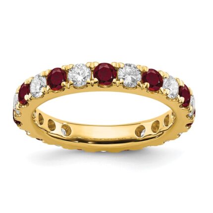 14k 1 1/5 carat Lab Grown Diamond VS/SI+ G+ and Lab Created Ruby Size 7 Eternity Band