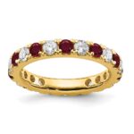 14k 1 1/5 carat Lab Grown Diamond VS/SI+ G+ and Lab Created Ruby Size 9 Eternity Band