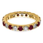 14k 1 1/5 carat Lab Grown Diamond VS/SI+ G+ and Lab Created Ruby Size 7.5 Eternity Band - Image 4