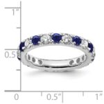 14k White Gold 1 carat Lab Grown Diamond VS/SI+ G+ and Lab Created Blue Sapphire Size 4 Eternity Band - Image 6