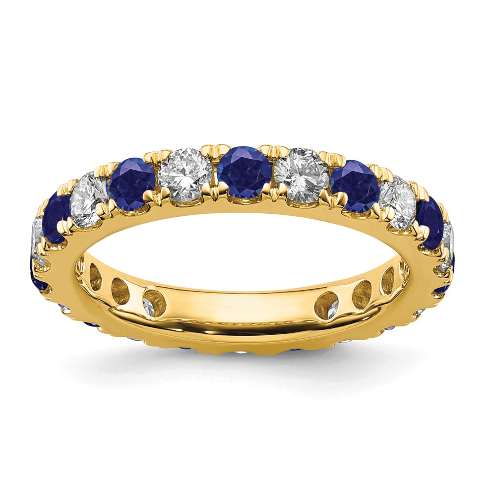 ET0050-CSA-100-7YAA-1.jpg 14k 1 carat Lab Grown Diamond VS/SI+ G+ and Lab Created Blue Sapphire Size 4 Eternity Band - Image 1