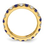 14k 1 carat Lab Grown Diamond VS/SI+ G+ and Lab Created Blue Sapphire Size 5 Eternity Band - Image 2