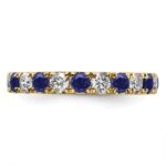 14k 1 carat Lab Grown Diamond VS/SI+ G+ and Lab Created Blue Sapphire Size 4 Eternity Band - Image 3