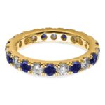 14k 1 1/5 carat Lab Grown Diamond VS/SI+ G+ and Lab Created Blue Sapphire Size 7 Eternity Band - Image 4