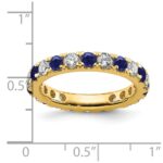 14k 1 carat Lab Grown Diamond VS/SI+ G+ and Lab Created Blue Sapphire Size 4 Eternity Band - Image 5