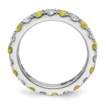 14k White Gold 1 carat Lab Grown Diamond VS/SI+ G+ and Lab Created Yellow Sapphire Size 6.5 Eternity Band - Image 2