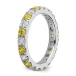 14k White Gold 1 1/5 carat Lab Grown Diamond VS/SI+ G+ and Lab Created Yellow Sapphire Size 8 Eternity Band - Image 5