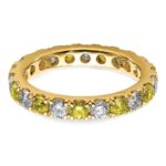 14k 1 carat Lab Grown Diamond VS/SI+ G+ and Lab Created Yellow Sapphire Size 4 Eternity Band - Image 4