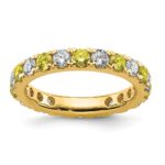 14k 1 carat Lab Grown Diamond VS/SI+ G+ and Lab Created Yellow Sapphire Size 6.5 Eternity Band
