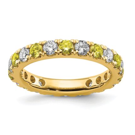 14k 1 carat Lab Grown Diamond VS/SI+ G+ and Lab Created Yellow Sapphire Size 6.5 Eternity Band