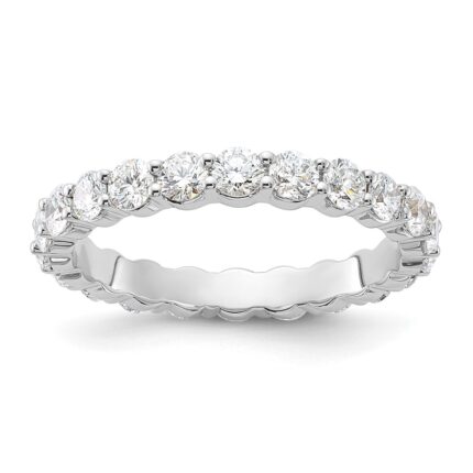 14k White Gold 1 1/2 carat Lab Grown Diamond VS+ F+ Round Complete Channel Set Size 8 Eternity Band