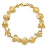 14k Polished Sea Life Theme 7.25 inch Bracelet - Image 4