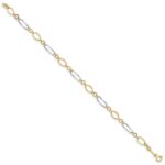 14k Two-tone Polished and Textured Oval Link 7.25 inch Bracelet - Image 2