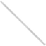 14k White Gold Polished Textured Oval Link 7.25 inch Bracelet - Image 2