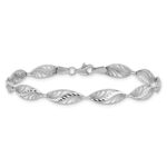 14k White Gold Oval Filigree Diamond-cut 7.25 inch Bracelet - Image 3