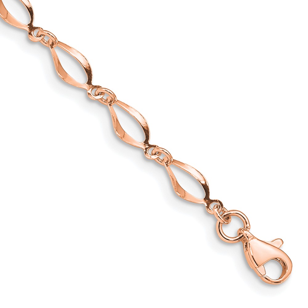 FB1340R-7.25.jpg 14k Rose Gold Polished Fancy Twisted Link 7.25 inch Bracelet - Image 1