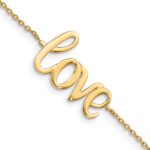 14K Polished LOVE Script 7 inch Bracelet