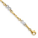 14K Two-tone Infinity Symbol and Twisted Fancy Bar Link 7.5 inch Bracelet