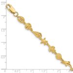14K Polished and Textured Sea Life 7.25 inch Bracelet - Image 3
