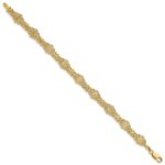 14K Polished and Textured Fancy Floral Link 7.5 inch Bracelet - Image 2
