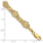14K Polished and Textured Fancy Floral Link 7.5 inch Bracelet - Image 3