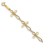 14K Diamond-cut Open Cross 7.5 inch Bracelet
