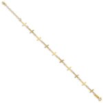 14k Polished and Diamond-cut Crosses 7 inch Bracelet Plus 1 inch Extender - Image 2