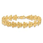14K Brushed and Diamond-cut Plumeria Floral 7.25 inch Bracelet - Image 3
