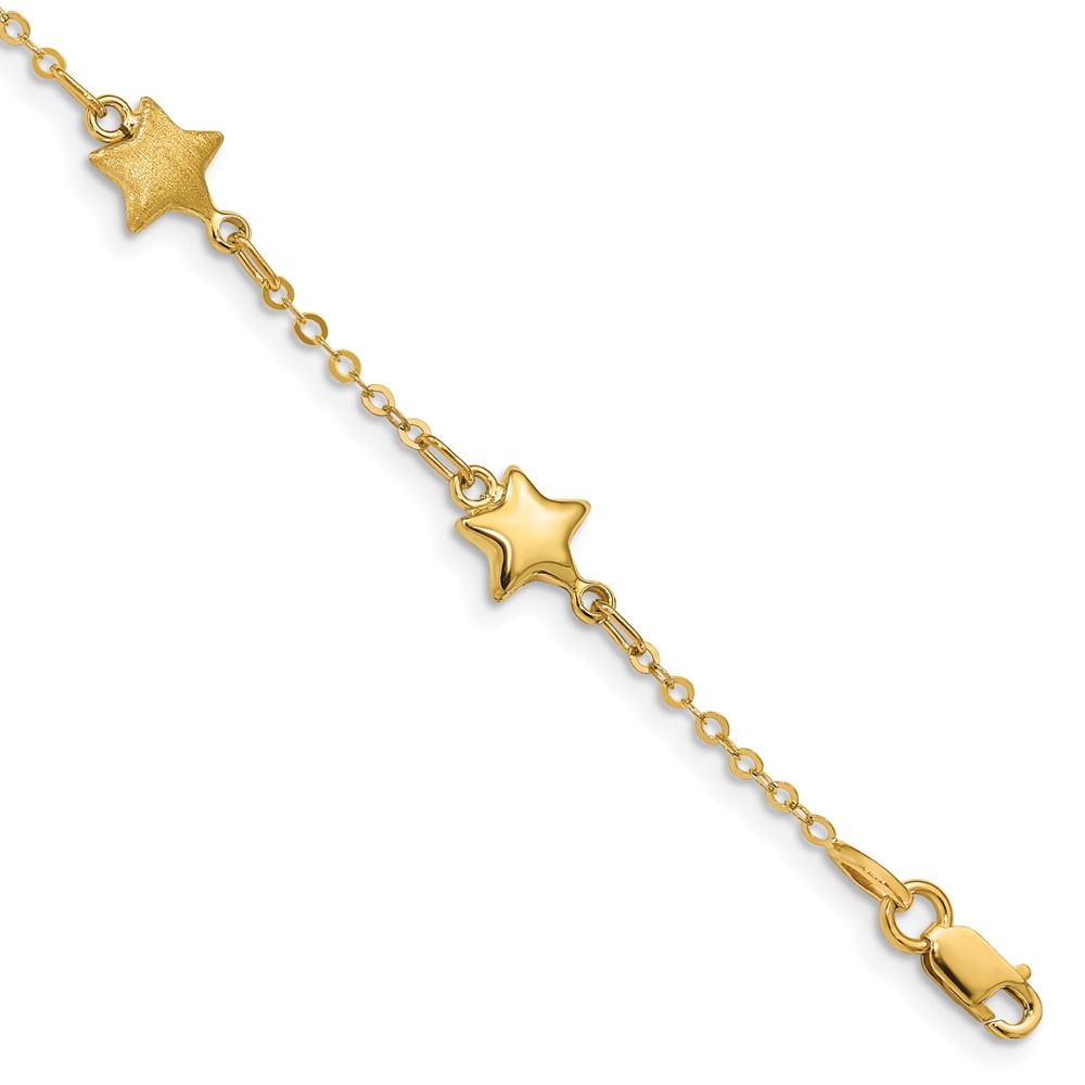FB1546-7.jpg 14K Brushed and Polished Puffed Stars 5-Station 7 inch Bracelet - Image 1
