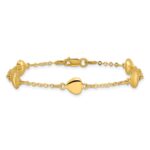 14K Brushed and Polished Puffed Hearts 7 inch Bracelet - Image 3