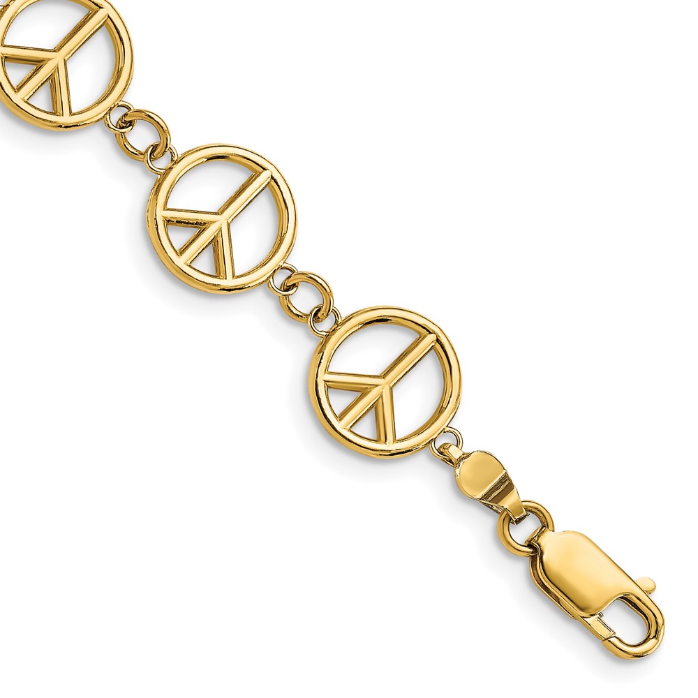 FB1589-7.5.jpg 14k Polished Peace Sign 7.5 inch Bracelet - Image 1