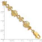 14K Polished Shell/Sand Dollar/Starfish 7 inch Bracelet - Image 3